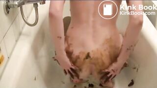 Scat smearing in bathtub