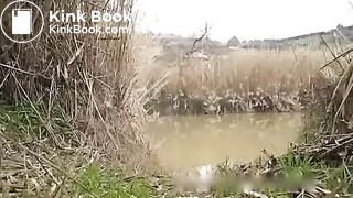 Girl diarrhea in pond