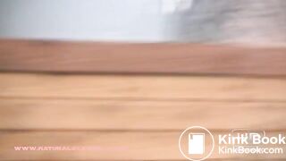 Sexy blonde poops on trampoline