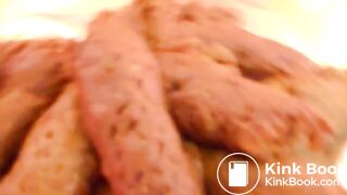 sexy skinny girl bends over and takes massive shit