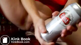 Pooping while masturbating with a beer can
