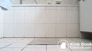 Birthing a big poop on bathroom floor