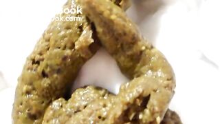 sexy skinny girl takes huge shit on diaper