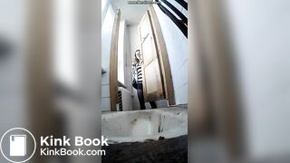 Anal freak prolapses as she squats