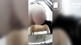 Anal freak prolapses as she squats