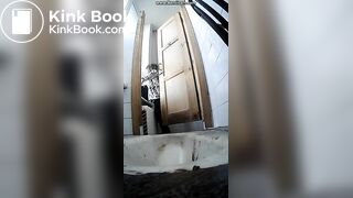 Anal freak prolapses as she squats