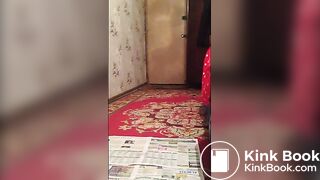 Slim Russian blonde's fat turds