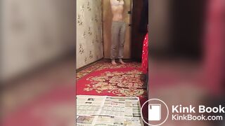 Slim Russian blonde's fat turds