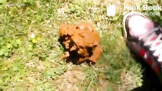 skinny chick poop in yard