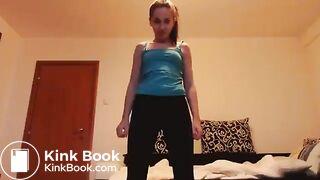 Girl pooping and Exercising