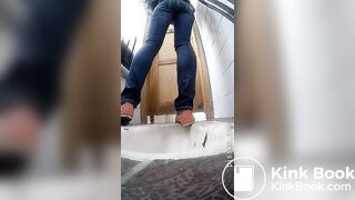 Brunette teen shitting in public bathroom On shittytube