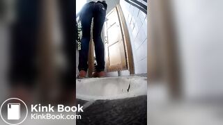 Brunette teen shitting in public bathroom On shittytube