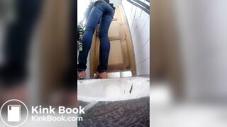 Brunette teen shitting in public bathroom On shittytube