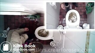 clogged public toilet
