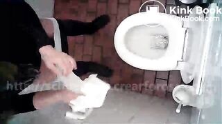 woman pooping accident