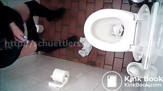 woman pooping accident