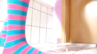 sexy skinny girl takes a huge shit