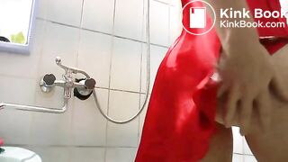 Hot Sexy Blond in Red Nighty Poops