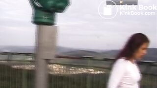 Piroska pooping on a watchtower