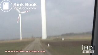 Pooping by a wind turbine
