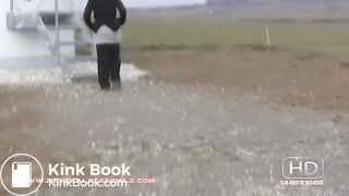 Pooping by a wind turbine