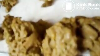 Pissing and shitting in sexy pink panties