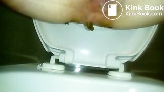 Close up Long Fat Shit in Toilet
