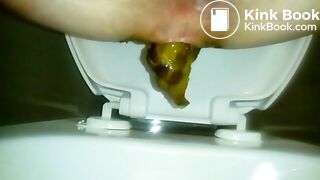 Close up Long Fat Shit in Toilet