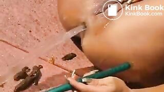 beads, dildo and garden hose enema