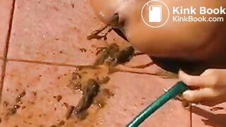 beads, dildo and garden hose enema