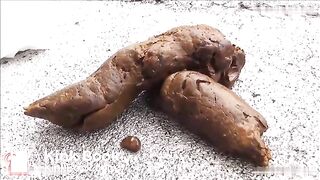 Nerdy girl pooping outdoor