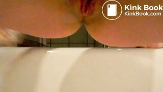 pissing and pooping babe in the bathroom