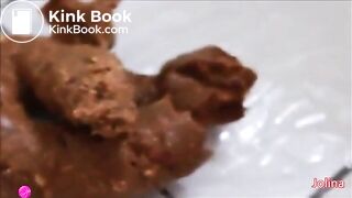 German girl taking a big shit