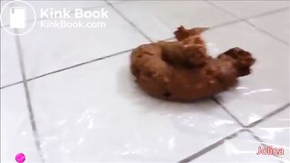 German girl taking a big shit