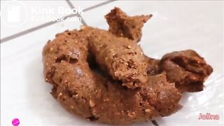 German girl taking a big shit