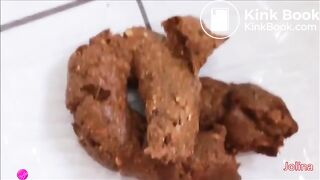 German girl taking a big shit