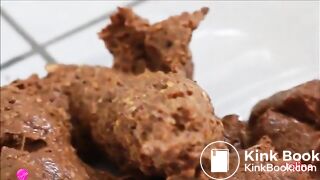 German girl taking a big shit