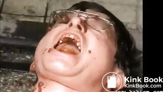 Ugly girl poops in man`s mouth