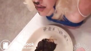 Blindfolded Blonde Eats Shit