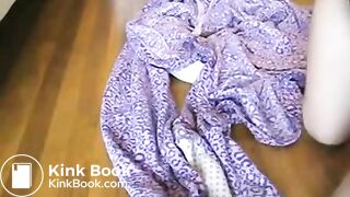 Pervy girl shits on some clothes