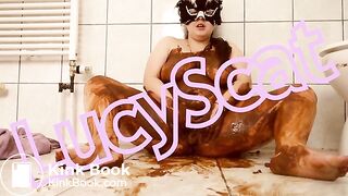 stuffing pussy and smearing it on my body on  LucyScat