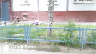 drunk russian girl passed out after pooping in the street - uncensored version