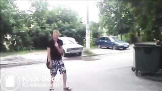 drunk russian girl passed out after pooping in the street - uncensored version