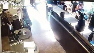 Crazy woman takes a dump then throws it at waiter