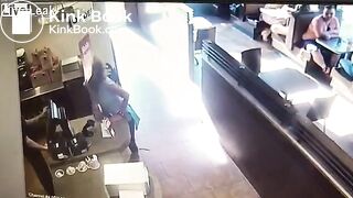 Crazy woman takes a dump then throws it at waiter
