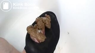 Mistress poops in mouth of hairy athletic man