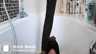 Mistress poops in mouth of hairy athletic man