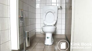 Beauty skinny poop past the toilet