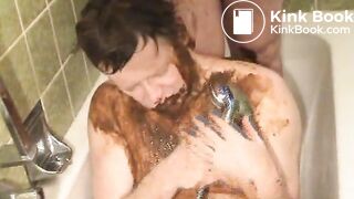 Older couple play with shit
