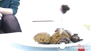 Shit on a plate and examine the shit 4